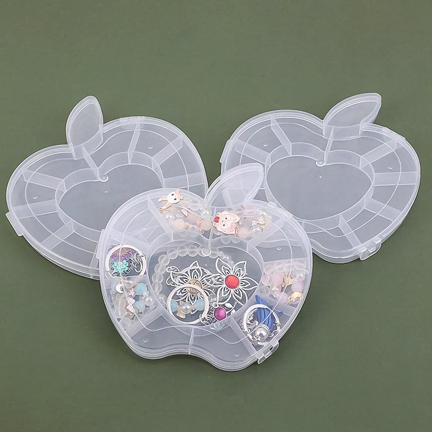 Plastic Apple Shape Jewellery Storage Box (1 Pc) Plastic Apple Shape Jewellery Storage Box (1 Pc)